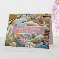 Tarjeta de cumpleaños de Seashells que dice desde 