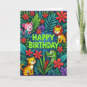 Tarjeta de cumpleaños de selva tropical