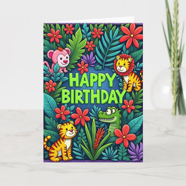 Tarjeta de cumpleaños de selva tropical (Anverso)
