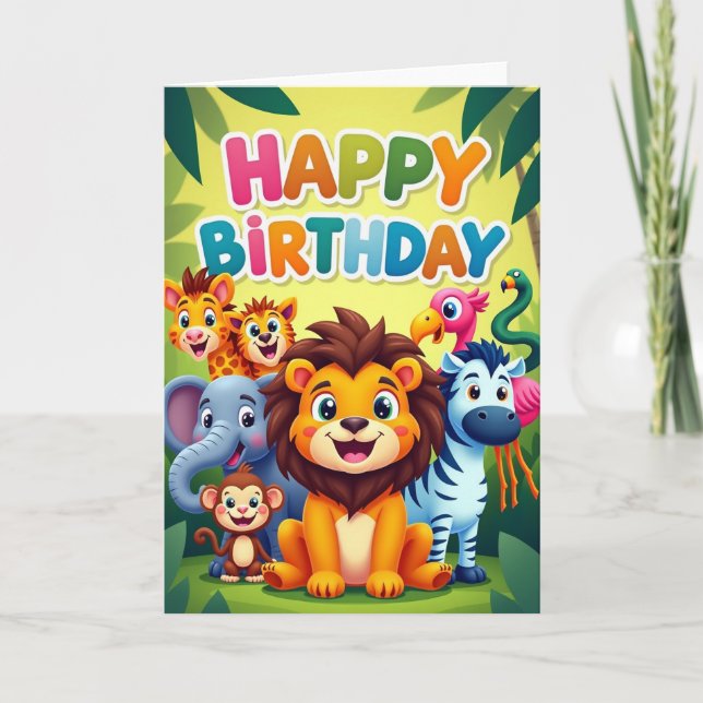 Tarjeta de cumpleaños de selva vívida (Anverso)