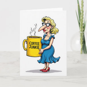 Tarjeta de cumpleaños de señora con taza de carica