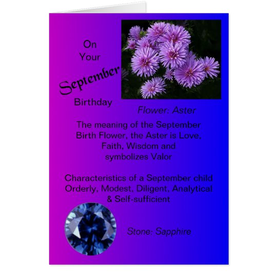 Tarjeta de cumpleaños de septiembre - aster y