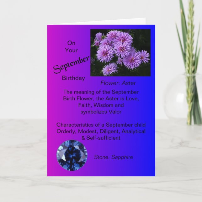 Tarjeta de Cumpleaños de Septiembre - Aster y Sapp (Anverso)