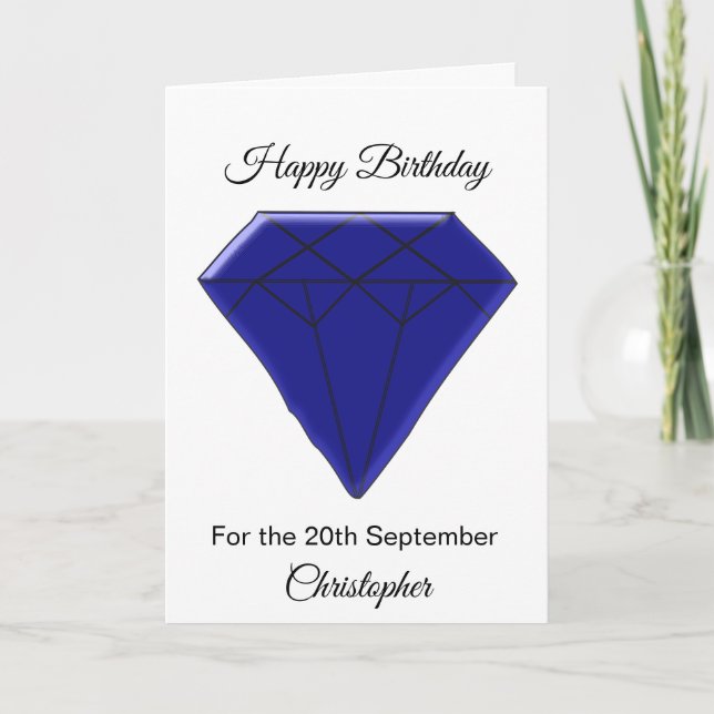 Tarjeta de cumpleaños de septiembre - Sapphire (Anverso)