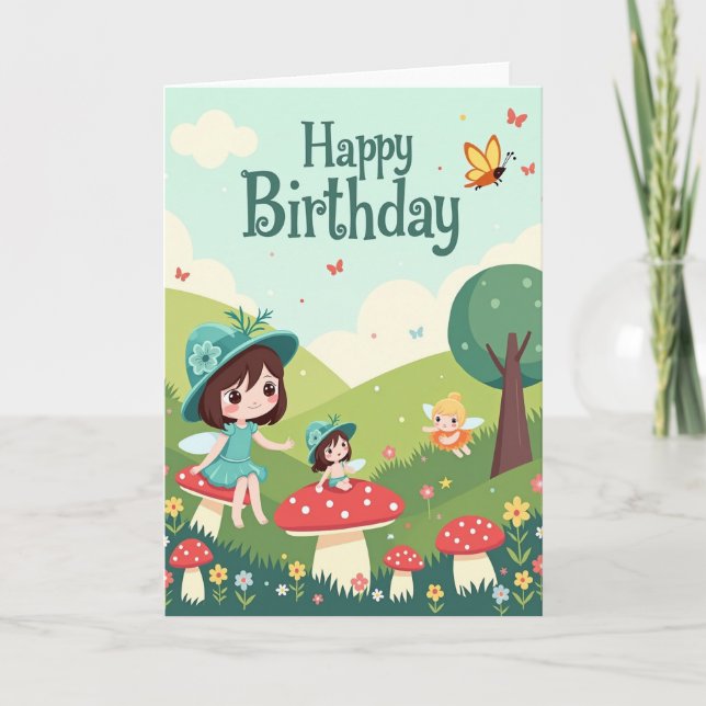 Tarjeta de cumpleaños de seres mágicos (Anverso)