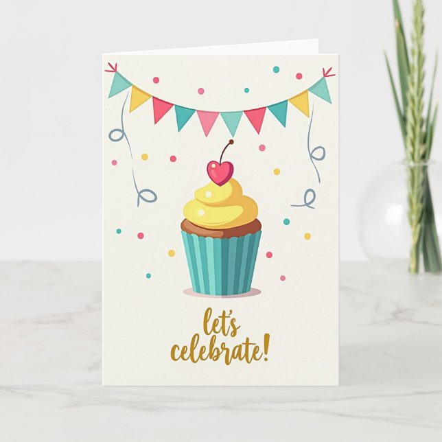 Tarjeta de cumpleaños de serpentín alegre (Anverso)