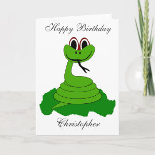 Tarjeta de cumpleaños de serpiente simplemente aña