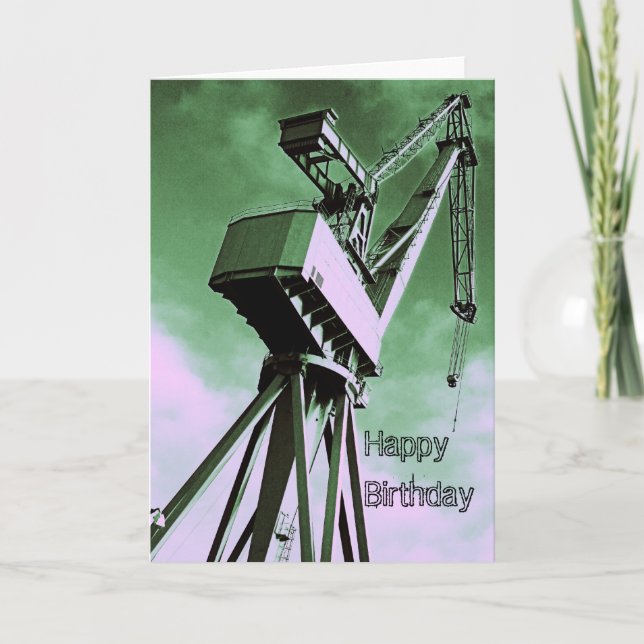 Tarjeta de cumpleaños de Shipyard Crane (Anverso)