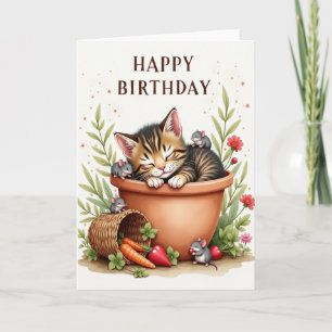 Tarjeta de cumpleaños de siesta de gatito