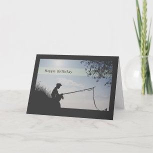 Tarjeta de cumpleaños de Silhouette Boy Fishing