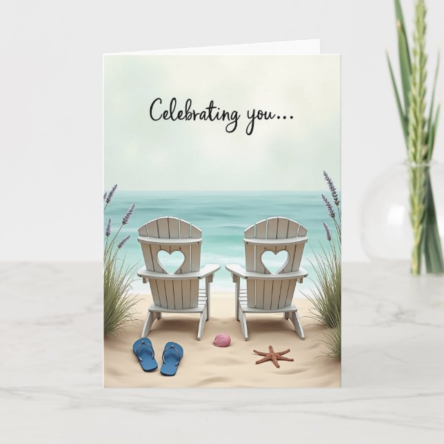 Tarjeta de cumpleaños de sillas de playa (Anverso)