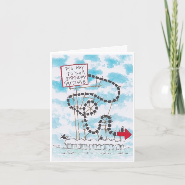 Tarjeta de cumpleaños de Silly Penguin (Anverso)