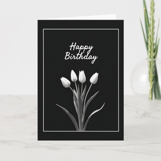 Tarjeta de cumpleaños de silueta floral (Anverso)