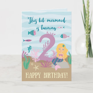 Tarjeta de cumpleaños de sirena del océano linda f