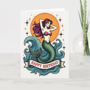 Tarjeta de cumpleaños de sirena mágica