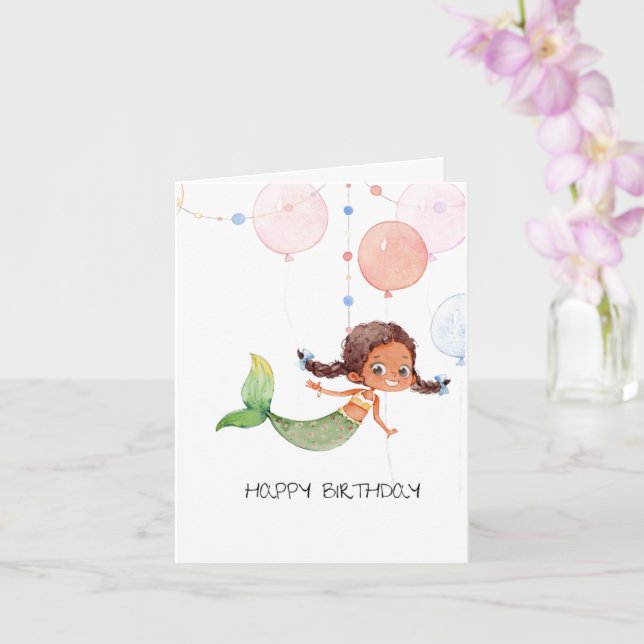 Tarjeta de cumpleaños de Sirena para Chicas (Orquídea)