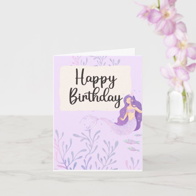 Tarjeta de cumpleaños de Sirena para Chicas (Orquídea)