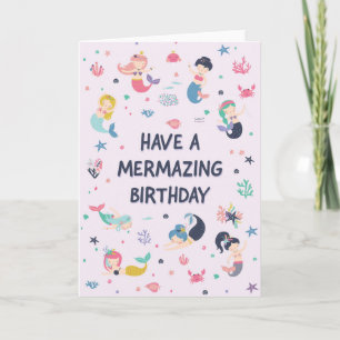 Tarjeta de cumpleaños de sirena para niñas
