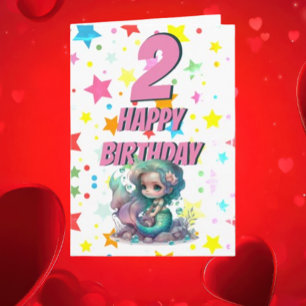 Tarjeta de cumpleaños de sirena rosa