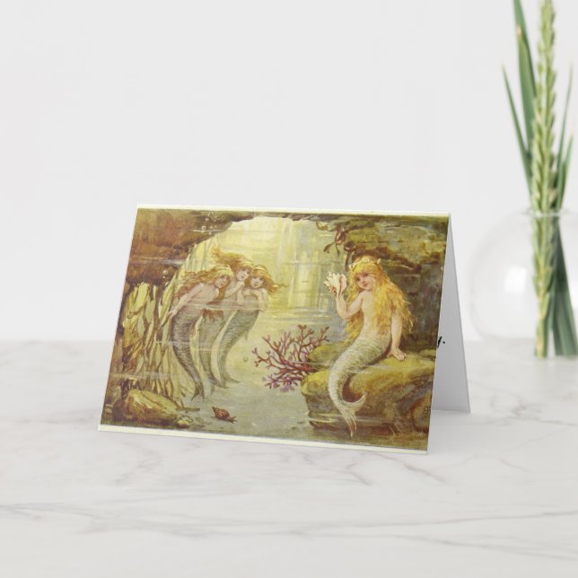 Tarjeta de cumpleaños de sirenas niñas (Anverso)