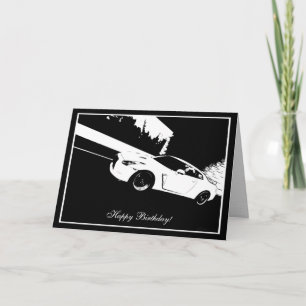 Tarjeta de cumpleaños de Skyline Rolling Shot Car