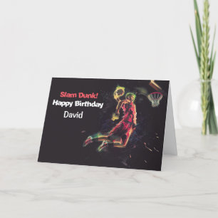 Tarjeta de cumpleaños de Slam Dunk Basketball