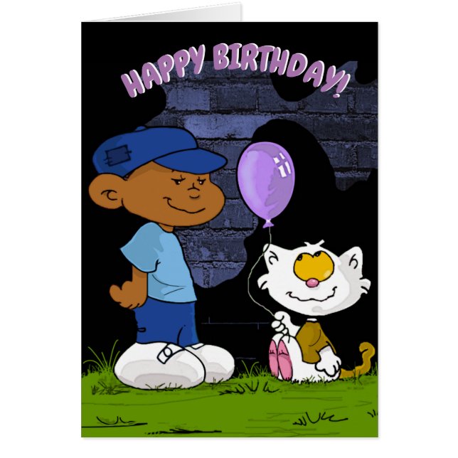 Tarjeta de cumpleaños de Sleevez corto (Frente)