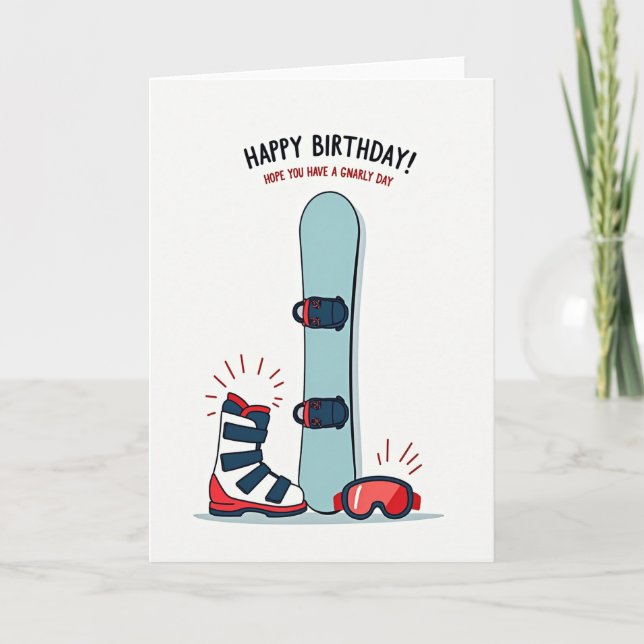 Tarjeta de cumpleaños de snowboard de aventura (Anverso)