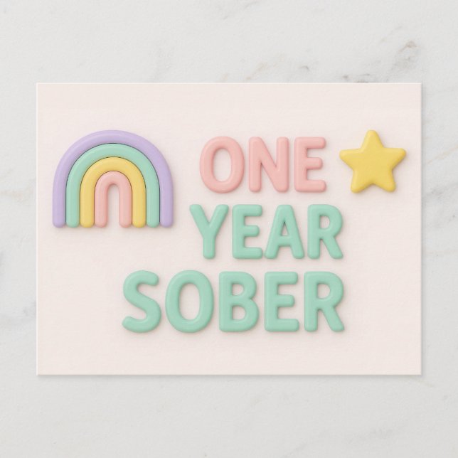 Tarjeta de cumpleaños de sobriedad de un año Sobri (Anverso)