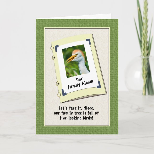 Tarjeta de cumpleaños de sobrina con ganado egret (Anverso)