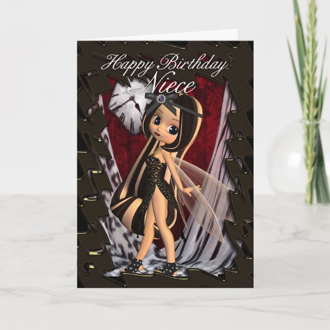 Tarjeta de cumpleaños de sobrina con luna Fall (Anverso)