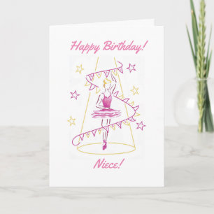 Tarjeta de cumpleaños de sobrina de ballet y Bunti