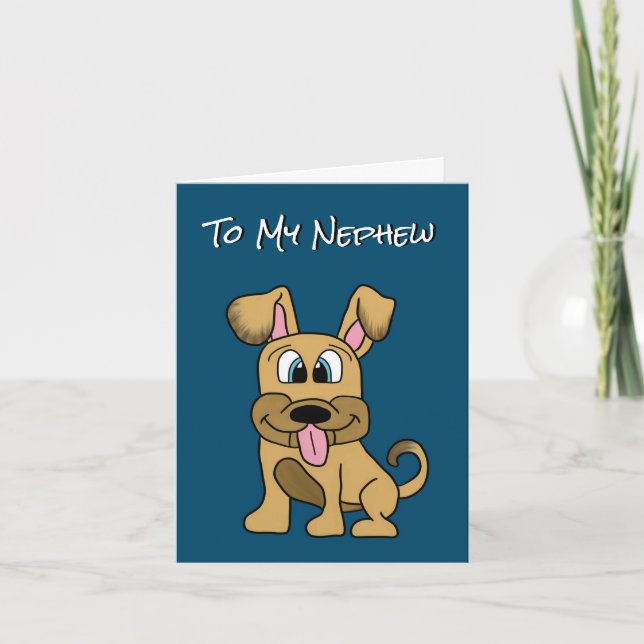 Tarjeta de cumpleaños de sobrino - Perro lindo (Anverso)