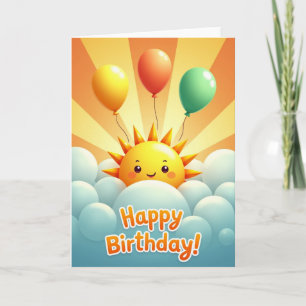 Tarjeta de cumpleaños de sol con nubes