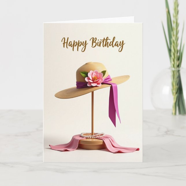 Tarjeta de cumpleaños de sombrero elegante (Anverso)