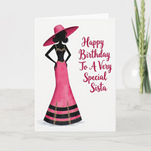 Tarjeta de cumpleaños de sombrero rosa chic