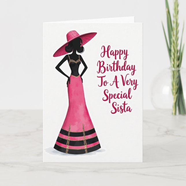 Tarjeta de cumpleaños de sombrero rosa chic (Anverso)