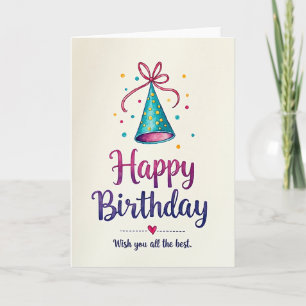 Tarjeta de cumpleaños de sombrero turquesa