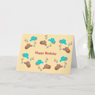 Tarjeta de cumpleaños de sombreros de vaquero y ba