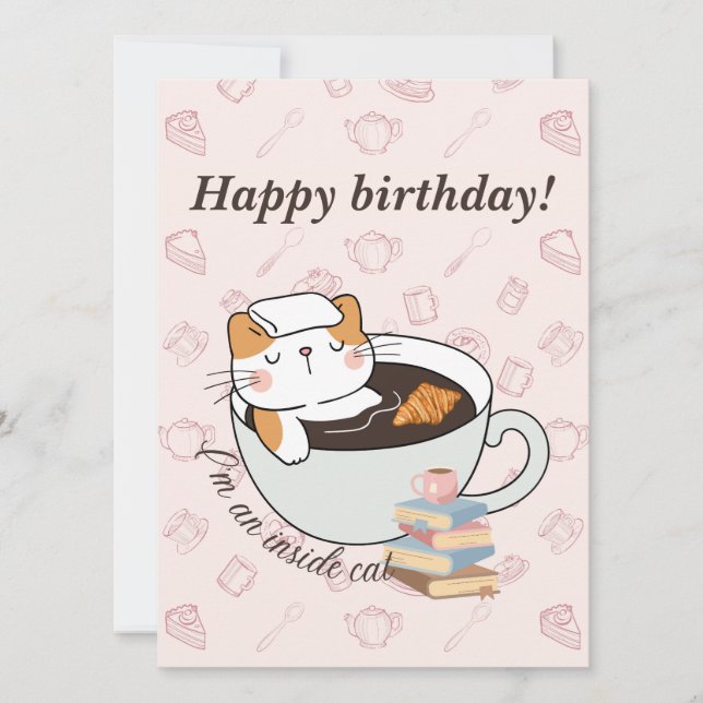 Tarjeta de cumpleaños de Spa para gatos en interio (Anverso)