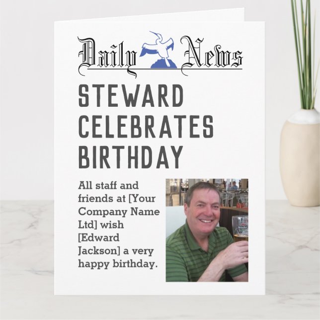 Tarjeta de cumpleaños de Steward para personalizar (Anverso)