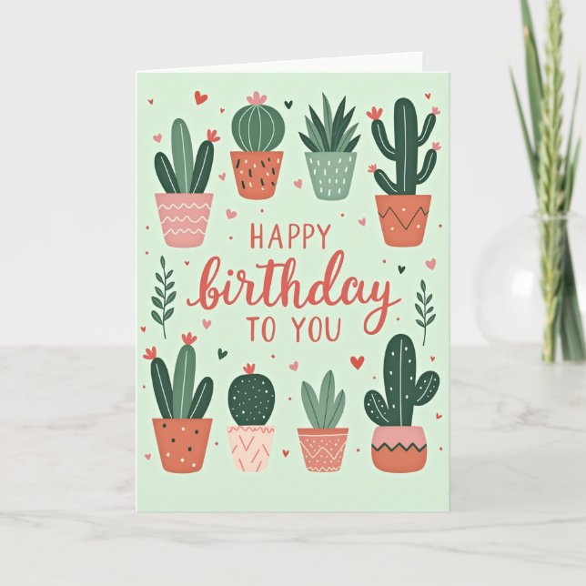 Tarjeta de cumpleaños de suculentas (Anverso)