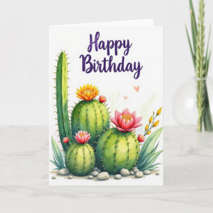 Tarjeta de cumpleaños de suculentas alegres