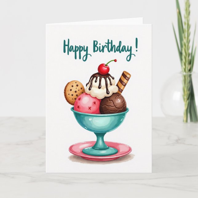Tarjeta de cumpleaños de Sundae Dulce (Anverso)