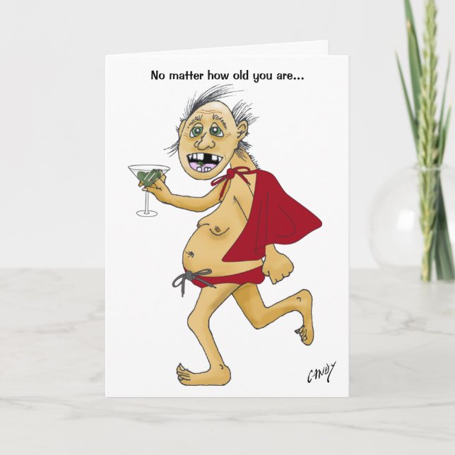 Tarjeta de cumpleaños de super hombre viejo (Anverso)