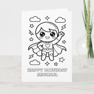 tarjeta de cumpleaños de superhéroe plegable para