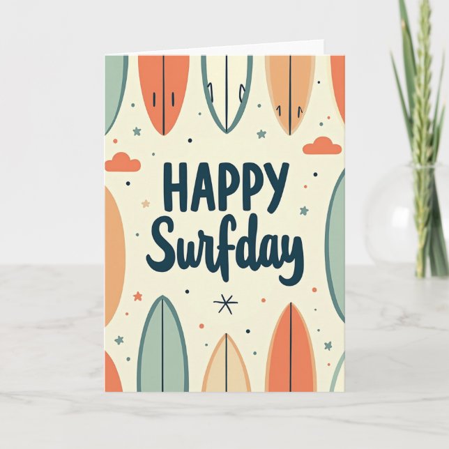 Tarjeta de cumpleaños de surf costero (Anverso)