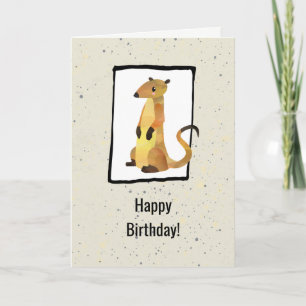 Tarjeta de cumpleaños de suricata en acuarela sobr