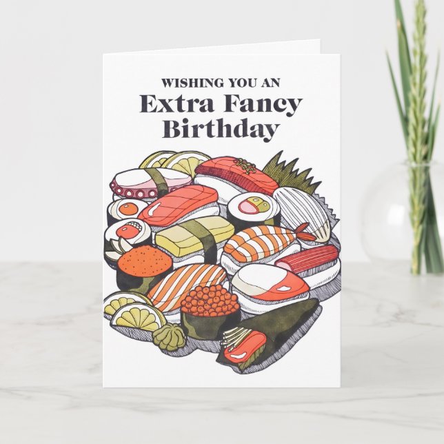 Tarjeta de Cumpleaños de Sushi Extra Elegante con  (Anverso)