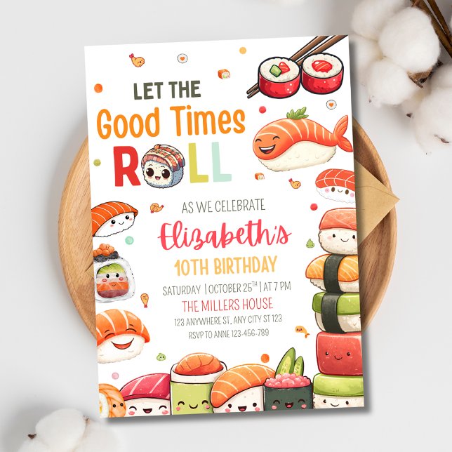 Tarjeta de Cumpleaños de Sushi Kawaii Comida Japon (Subido por el creador)